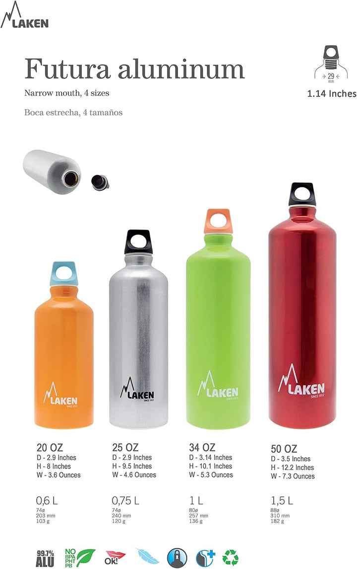 Futura Aluminium 0,6 l grün, BPA frei Grün 0,6 Liter 0.6 Liter, Grün 0,6 Liter 0.6 Liter