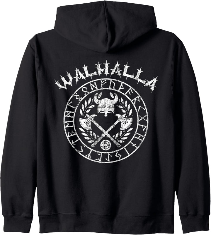 Walhalla Wikinger Germanen Design mit Runen Kapuzenjacke