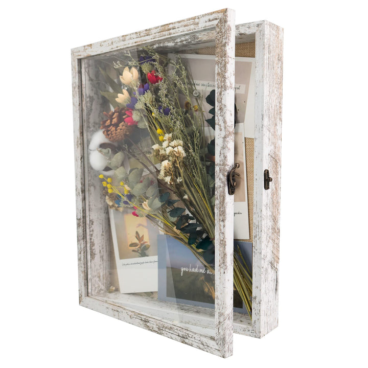 GraduationMall Weiss 28x35cm 3D Bilderrahmen Tief Objektrahmen Schaukasten Türvitrine Retro Weiss,Ge