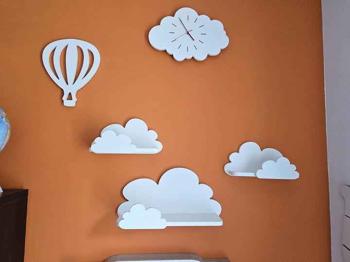 Wolkenregale für Kinderzimmer Set Fantasy EKSTRA – 3er Set Regale aus MDF – komplett weiss – Premium