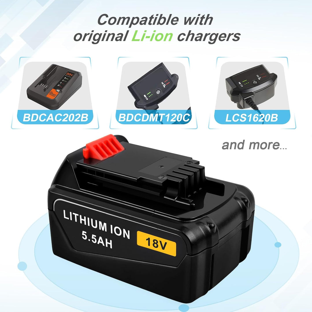 iPrize 18V 5.5Ah Li-Ion Ersatzakku für Black+Decker BL2018 BL2018-XJ BL1518 BL4018 LB20 LBX20 LBXR20