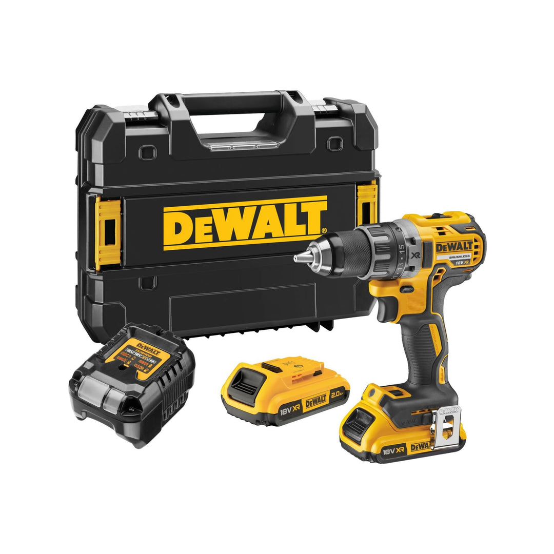 DEWALT Akku-Bohrschrauber / Akkuschrauber (18V, 2.0 Ah, bürstenlos, mit Zwei-Gang-Vollmetallgetriebe