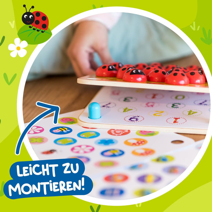 Nene Toys Marienkäfer-Garten – Gedächtnisspiel aus Holz für Kinder im Alter von 3, 4, 5 Jahren mit 1