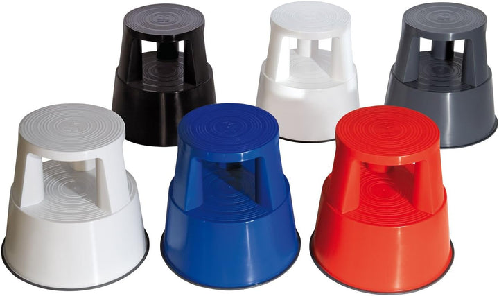 Wedo Rollhocker Step aus Kunststoff, bruchfest, rollbarer Tritthocker, TÜV-geprüft, Made in Germany,