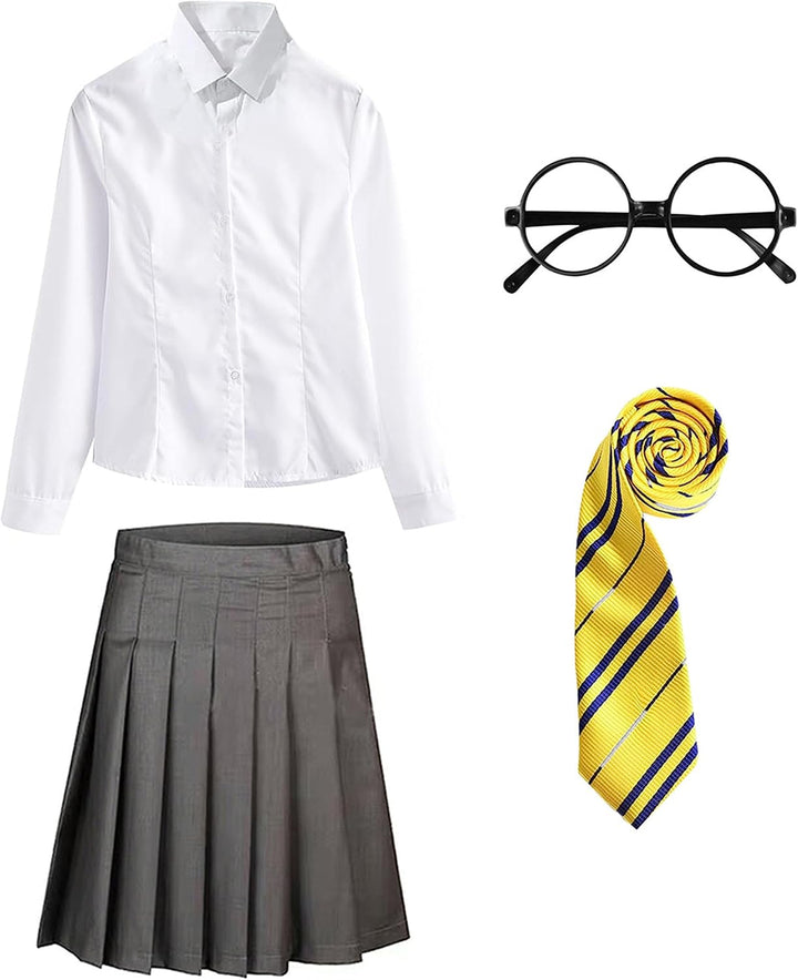 FStory&Winyee Zauberer Set Bluse Rock Weste Krawatte Brille Kostüm Zubehör für Kinder Erwachsene Zub