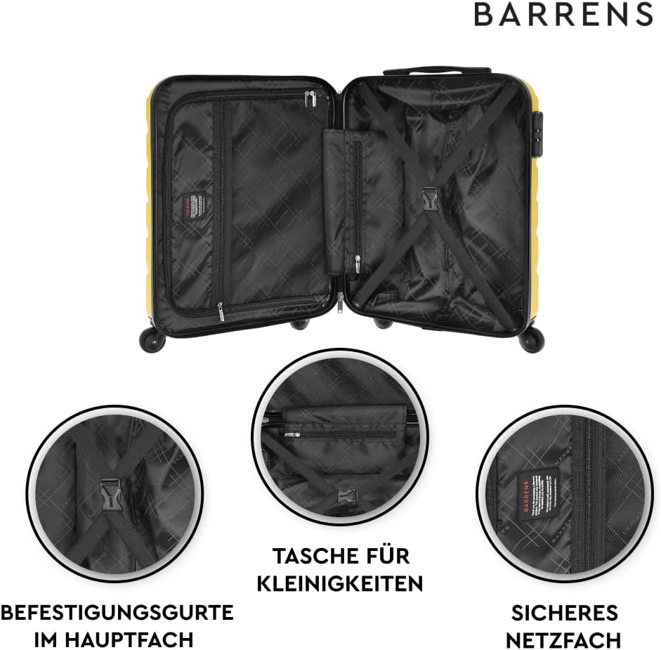 BARRENS Handgepäck 55x40x20 cm Kabinenkoffer | Kabinengepäck | ABS-Material | Chiffrierschloss Reise