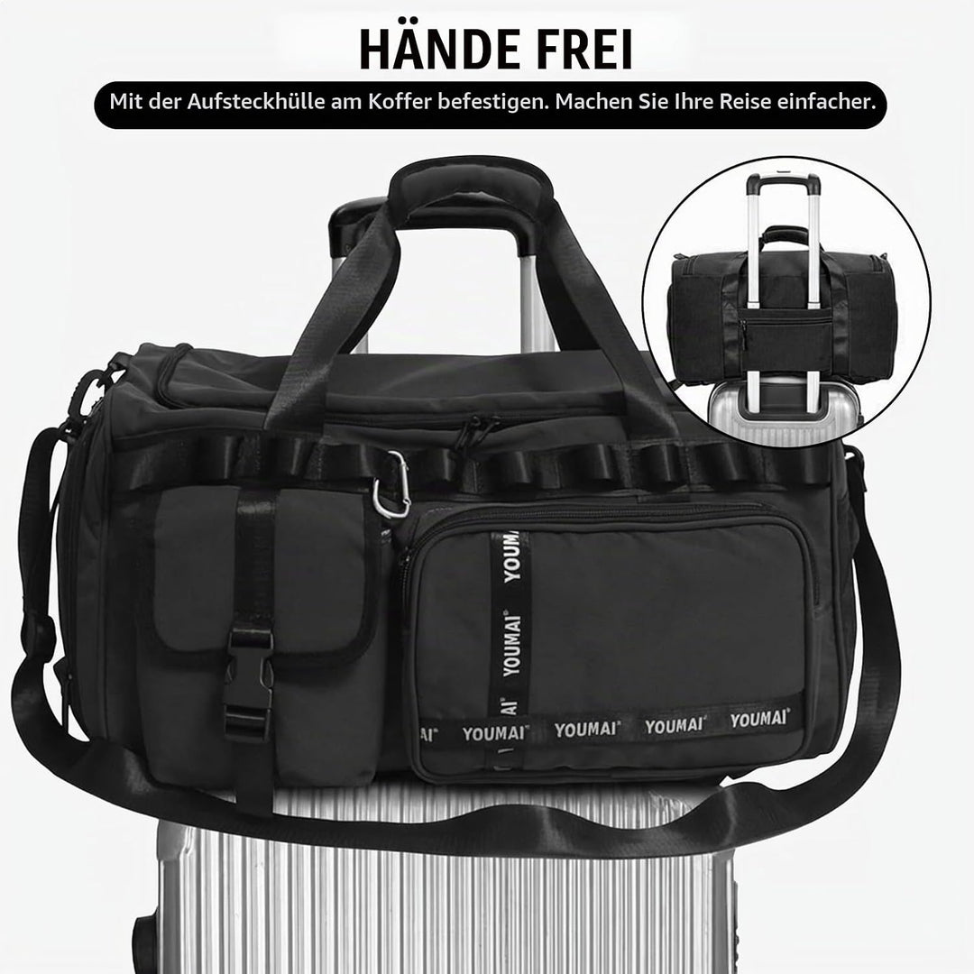 Sporttasche Reisetasche für Damen und Herren, Gross 65L Sporttaschen mit Schuhfach &amp; Nassfach, Large