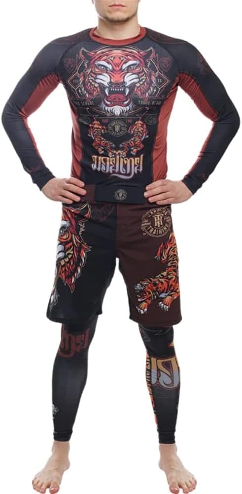 Hardcore Training Rash Guard Men's Kompressionshemd Herren Lange Ärmel Grappling Jiu Jitsu MMA Fitne