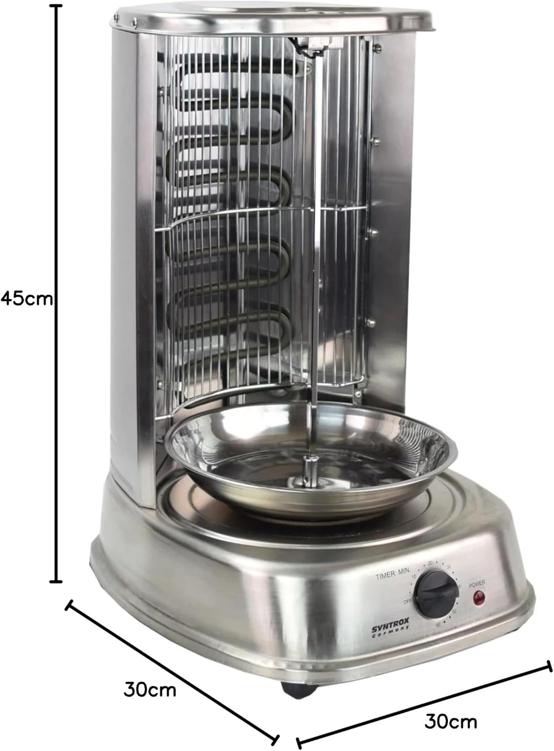 Syntrox Germany Dönergrill Edelstahl 21 Liter Drehspiess Gyrosrgrill, Hähnchengrill, Tischgrill Elek