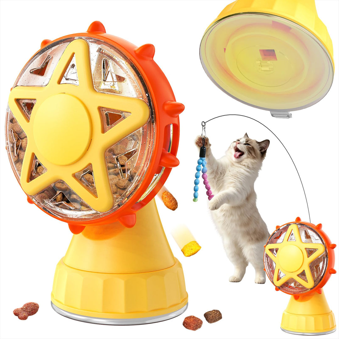 360° drehbarer Windmühlen-Futterpuzzle für Katzen und Hunde – Interaktiver Leckerli-Spender mit star