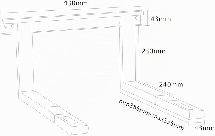 conecto CC50303 Universal-/Mikrowellenhalterung für Wandmontage Längenverstellbare Ausleger (385-535