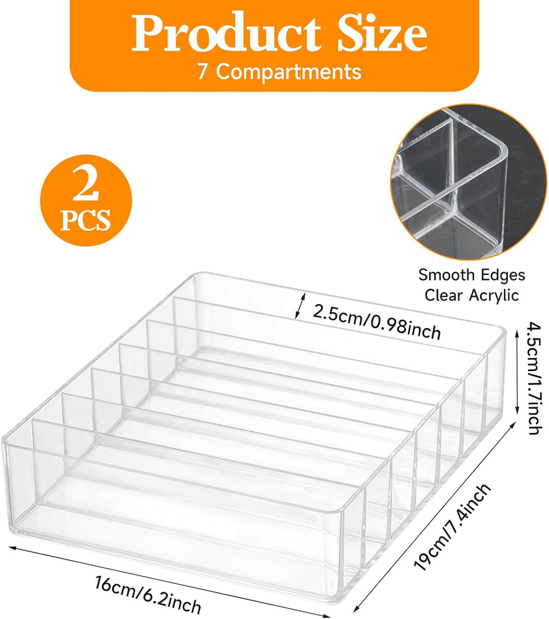 2 Stück Makeup Organizers für Schminktisch mit 7 Fächer, Acryl Lidschatten Palettenhalter Organizer,