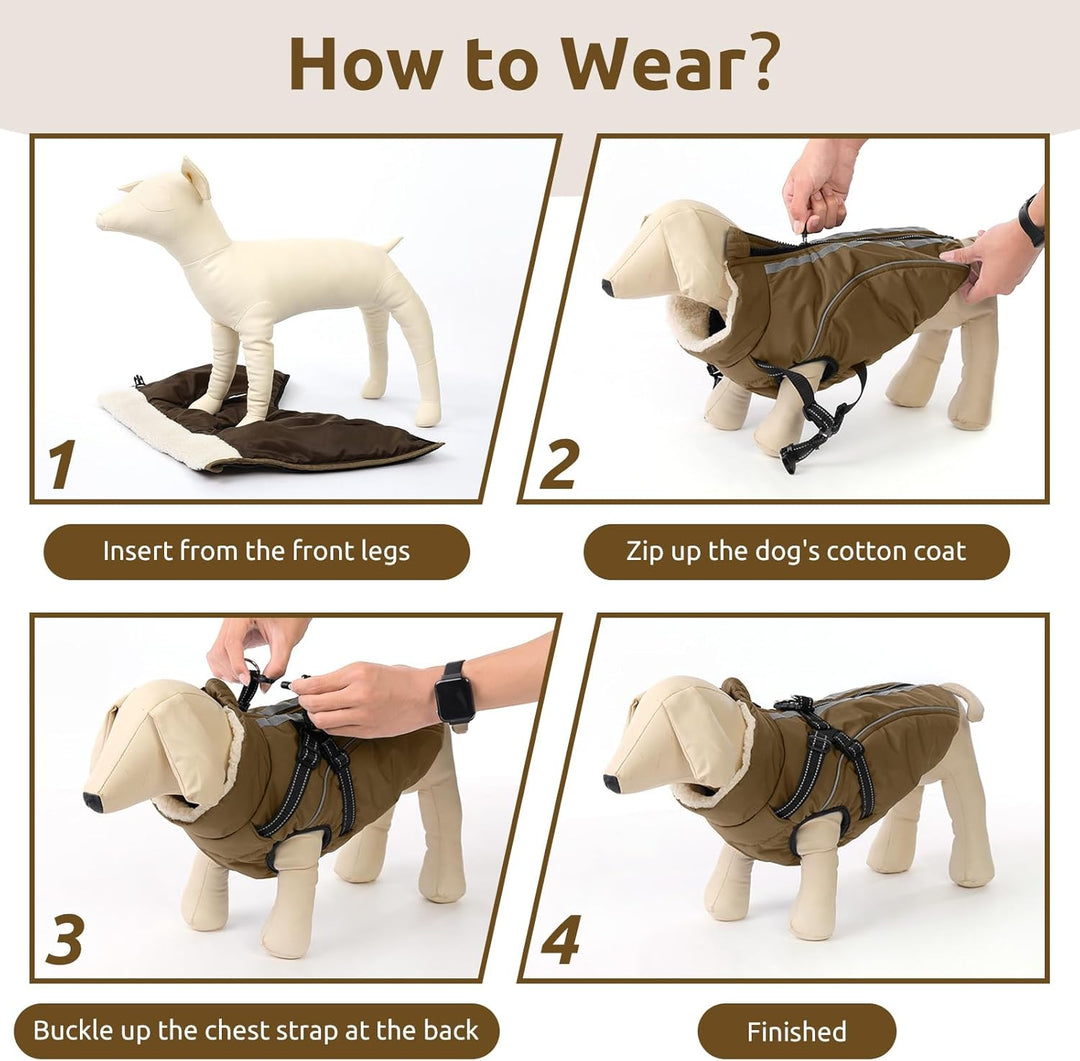 Hundemantel Hundejacke Warm Wintermantel mit Reissverschluss Winddichte & Winddichte mit Reflektorst