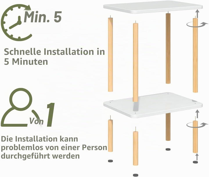 APICIZON Beistelltisch Holz, 2 Tier Nachttisch Schmal, 40x30x52cm, Beistelltisch Klein mit Stauraum,