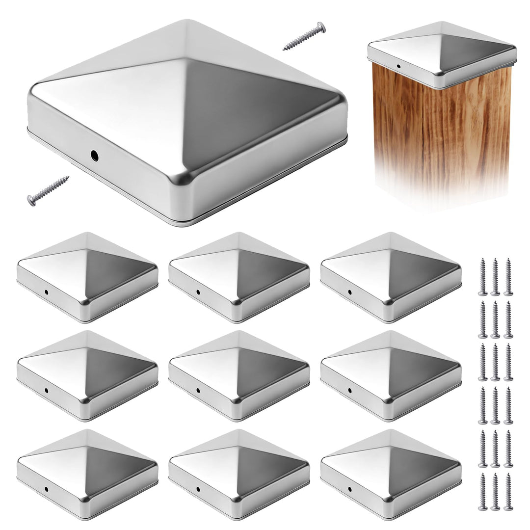 10 Stück Pfostenkappen 9X9CM,Edelstahl Pfostenkappe,Abdeckkappe Für Pfosten,Zaunpfosten Kappen,Abdec