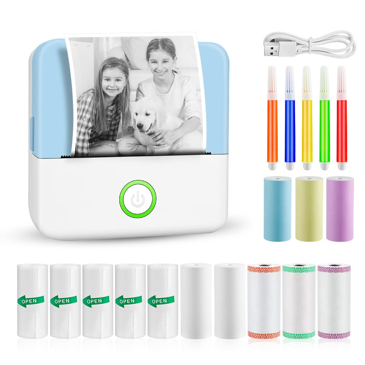 GuKKK Mini Drucker, Mobiler Fotodrucker, Tragbarer Mini Fotodrucker, Wireless Fotodrucker Thermodruc
