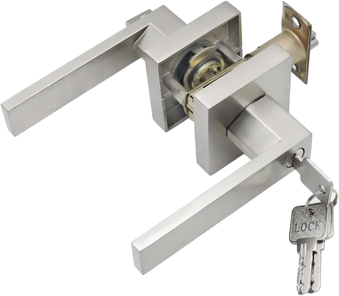 Qrity Türschloss Aluminiumlegierung Drückergarnitur Türdrückerfür für Schlafzimmer, Garderobe, Staur