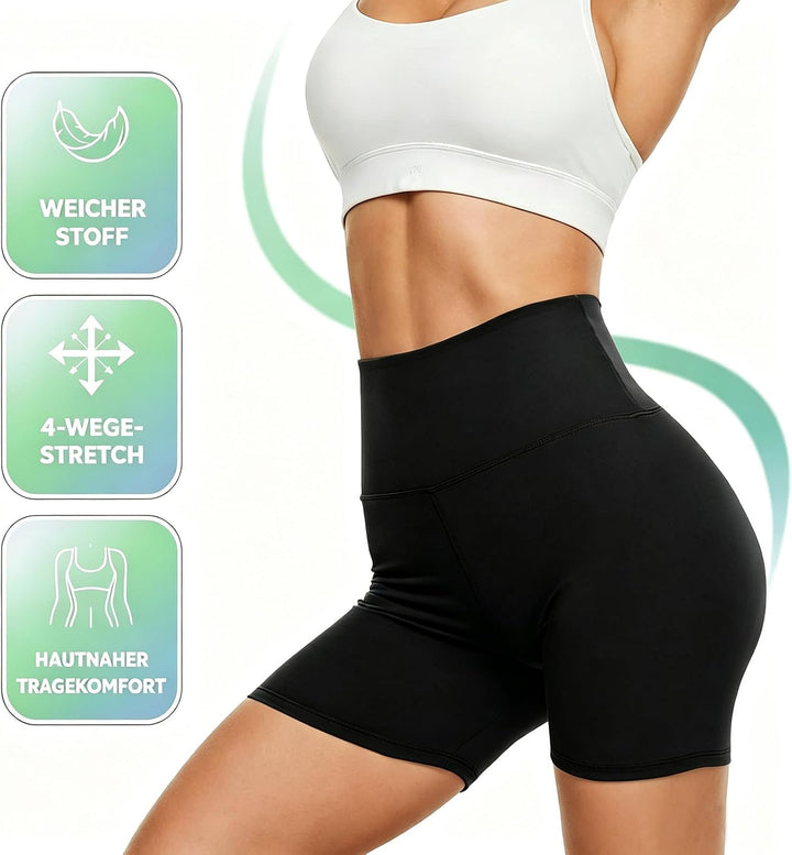DDOBB Radlerhose Damen Kurze Shorts Sporthose Leggings Blickdicht High Waist Shorts Elastisch Unterh