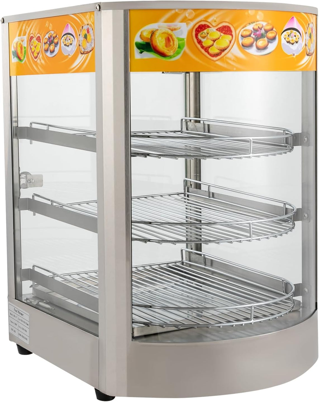 Warmhaltevitrine Speisenwärmer, Wärmeschrank 3-Etagen Elektrischer Speisenwärmeschrank 800W Thekenwä
