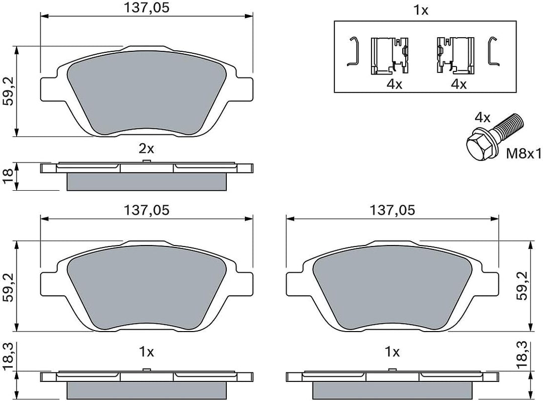 Bosch BP1360 Bremsbeläge - Vorderachse - ECE-R90 Zertifizierung - vier Bremsbeläge pro Set