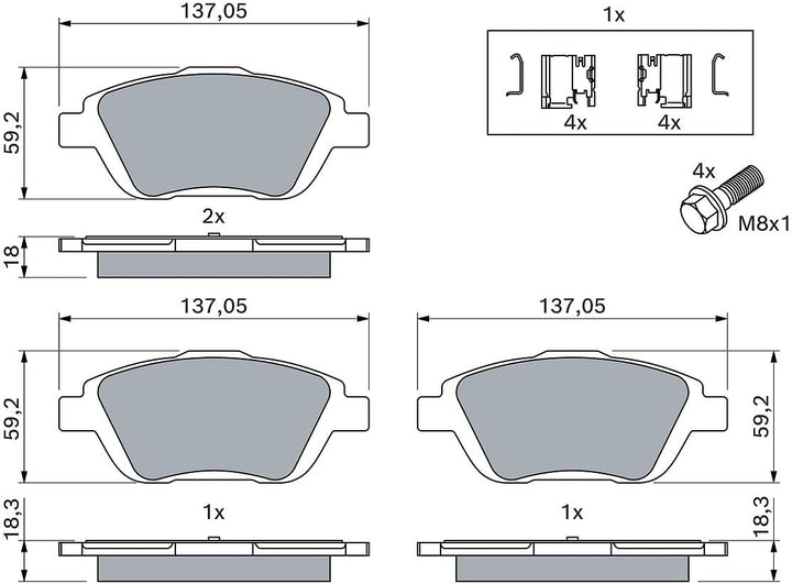 Bosch BP1360 Bremsbeläge - Vorderachse - ECE-R90 Zertifizierung - vier Bremsbeläge pro Set