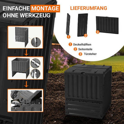 Geschlossener Schnell-Komposter 600 Liter: ECO-King, schwarz, aus 100% recyceltem PP, Made in