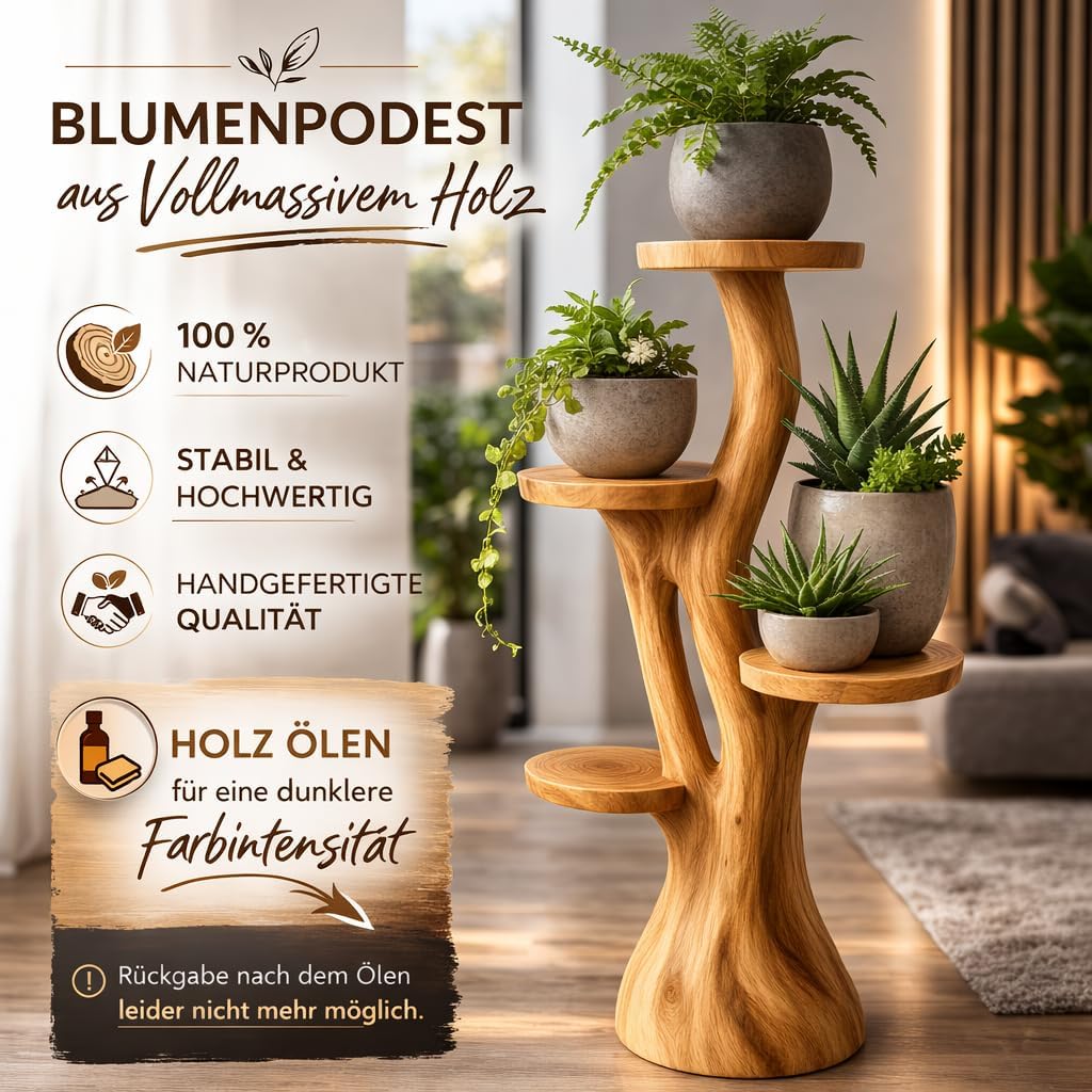 My-goodbuy24 Blumenständer Blumentreppe Blumenpodest Blumenhocker Pflanzen Blumen Deko Treppe Holz M