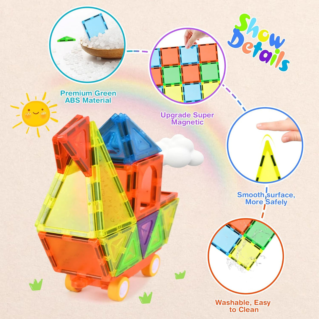 Magnetische Bausteine, 122 Teile Magnetbausteine STEM Magnet Spielzeug Kinder, Magnet Bausteine für