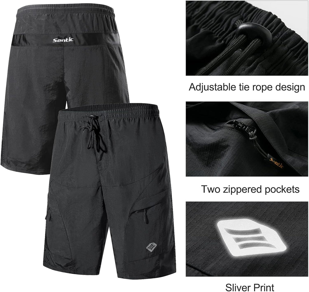 Santic Radlerhose für Herren, Radlerhose, MTB, Rennrad, mit gepolstertem Höschen, für Herren – Boden