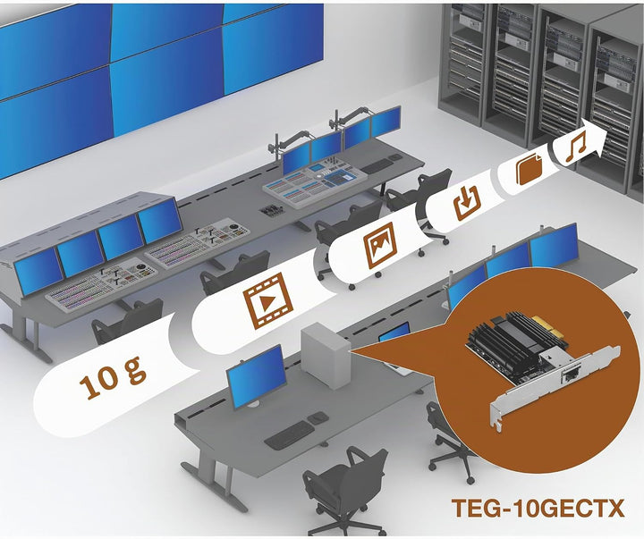 TRENDnet TEG-10GECTX10 Gigabit PCIe Netzwerkadapter, Unterstützt 802.1Q VLAN, Standard- und flache H