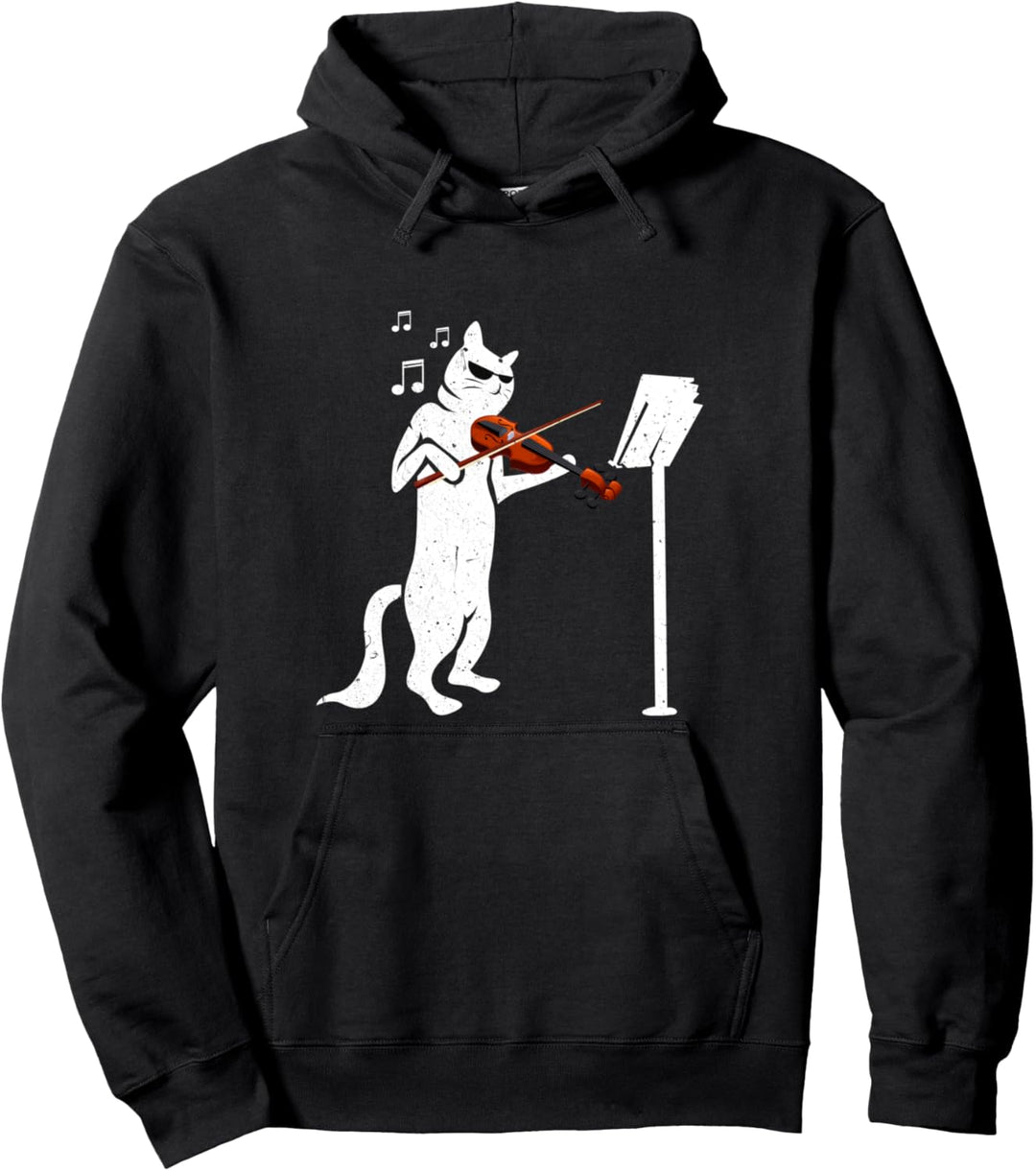 Katze spielt Violine, lustiges Musikinstrument Violine Haustiere Pullover Hoodie