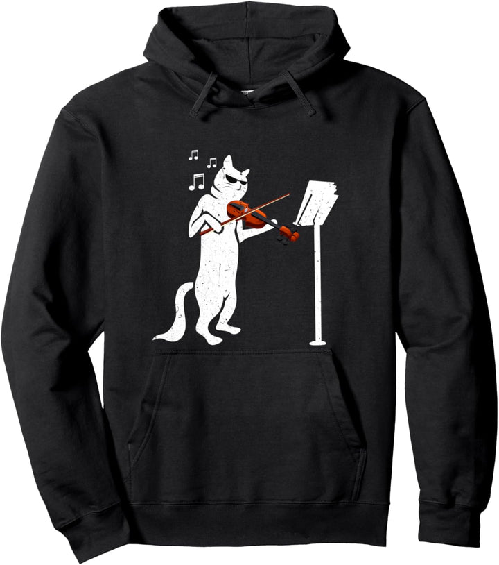 Katze spielt Violine, lustiges Musikinstrument Violine Haustiere Pullover Hoodie