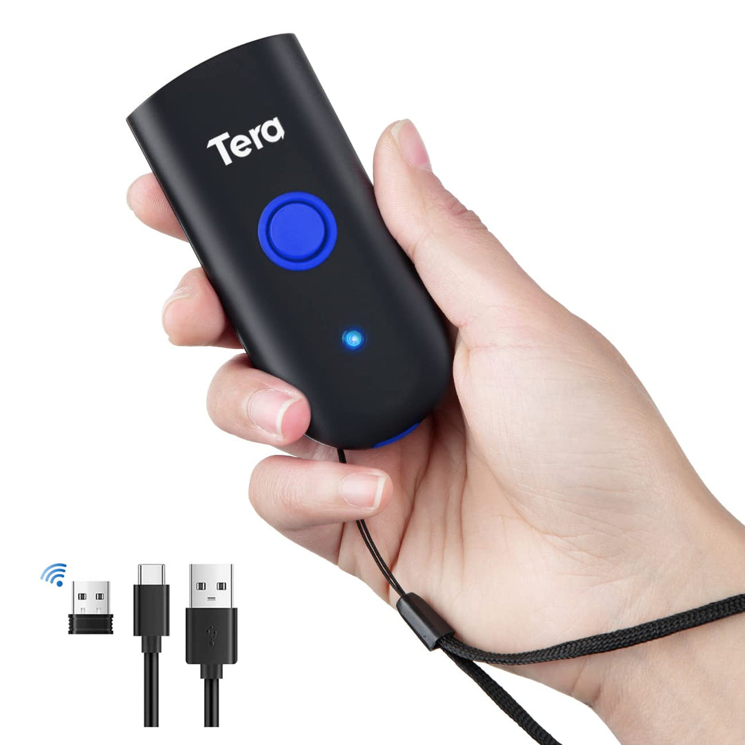 Tera Wireless Barcode Scanner 1D Laser Mini Pocket Waterproof Scanner 3in1 Compatible with Bluetooth