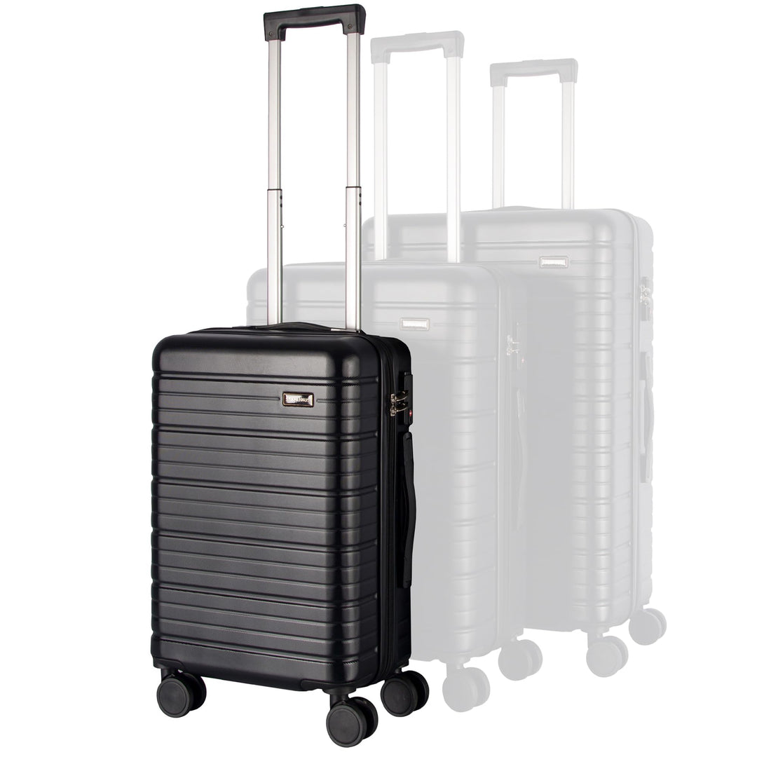 StahlHaus® Hartschalen Koffer 55 cm Handgepäck – Trolley Rollkoffer Schwarz Luxe – 4 Rollen Reisekof