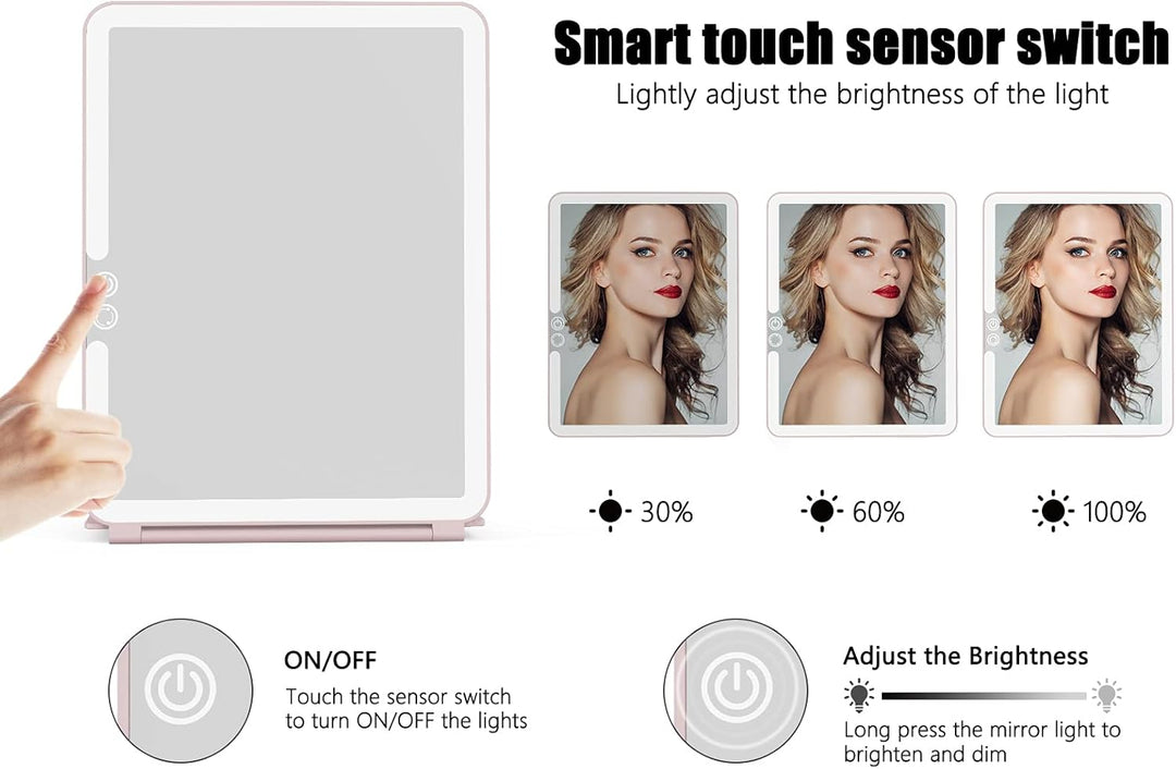 WEILY Schminkspiegel mit Beleuchtung, Kosmetikspiegel DREI Farben Einstellbarer Led Kosmetikspiegel,
