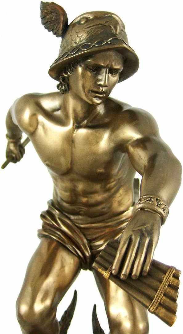 Greek God Hermes Bronzed Finish Statue Mercury Luck by Pacific Giftware