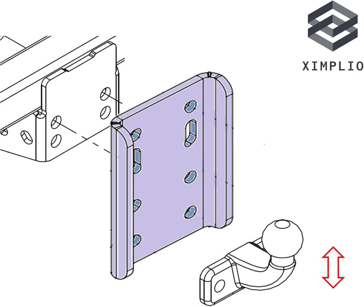 XIMPLIO Universelle Adapterplatte Anpassung Kugelhöhe Kugelverstellplatte mit ABE für Anhängerkupplu
