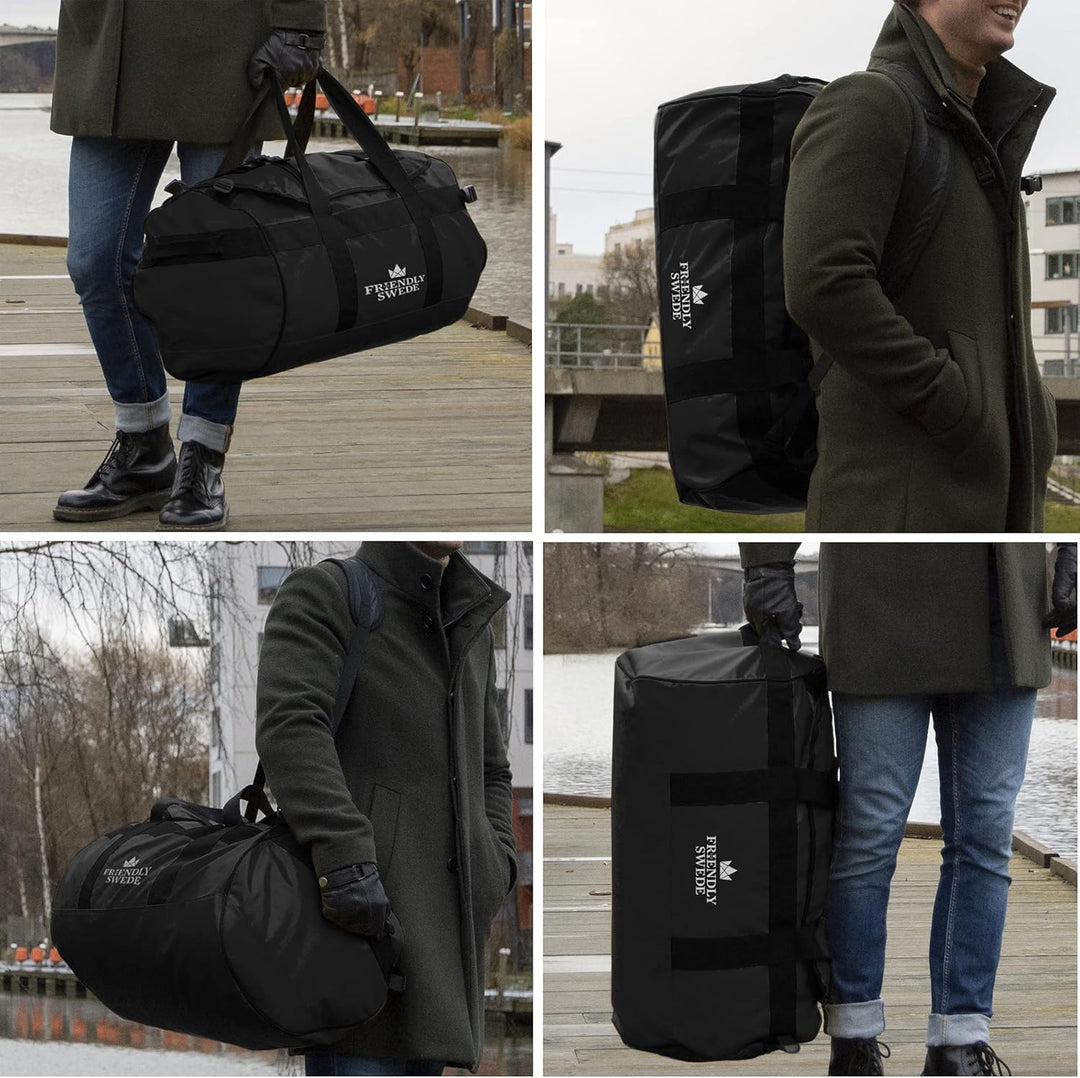 The Friendly Swede Wasserfeste Reisetasche Duffle Bag Rucksack - 30L / 60L / 90L - Seesack, Sporttas