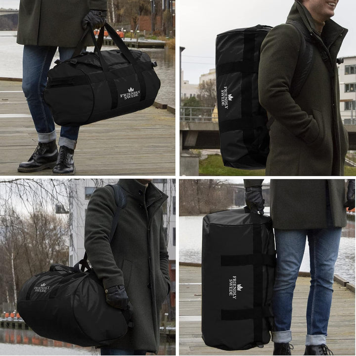 The Friendly Swede Wasserfeste Reisetasche Duffle Bag Rucksack - 30L / 60L / 90L - Seesack, Sporttas