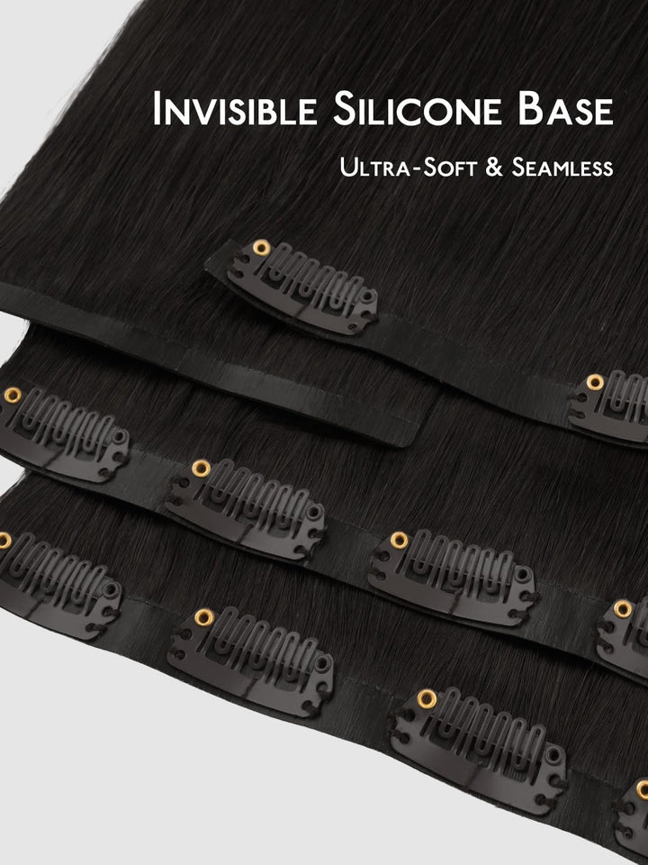 Nahtlose Clip In Extensions Echthaar, 50cm 7pcs 150g Natürliches Schwarz Echthaar Extensions Clip Re
