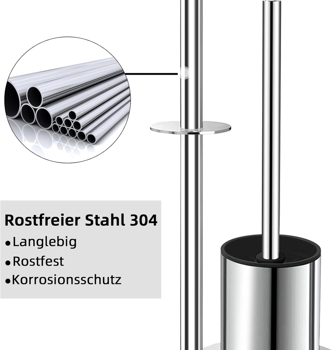 delstahl Klopapierhalter Stehend mit Klobürste - Stahl 304 Toilettenpapierhalter mit WC Bürste, WC G