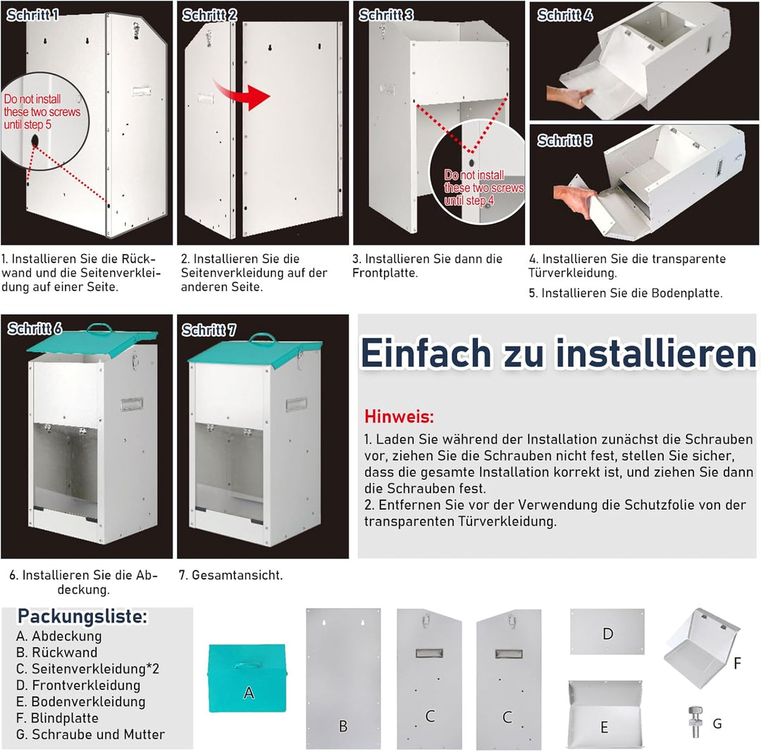Futterautomat für Hunde - Fassungsvermögen 7 kg, Kann Das Futter Vor Feuchtigkeit SchüTzen, Anti-Nag