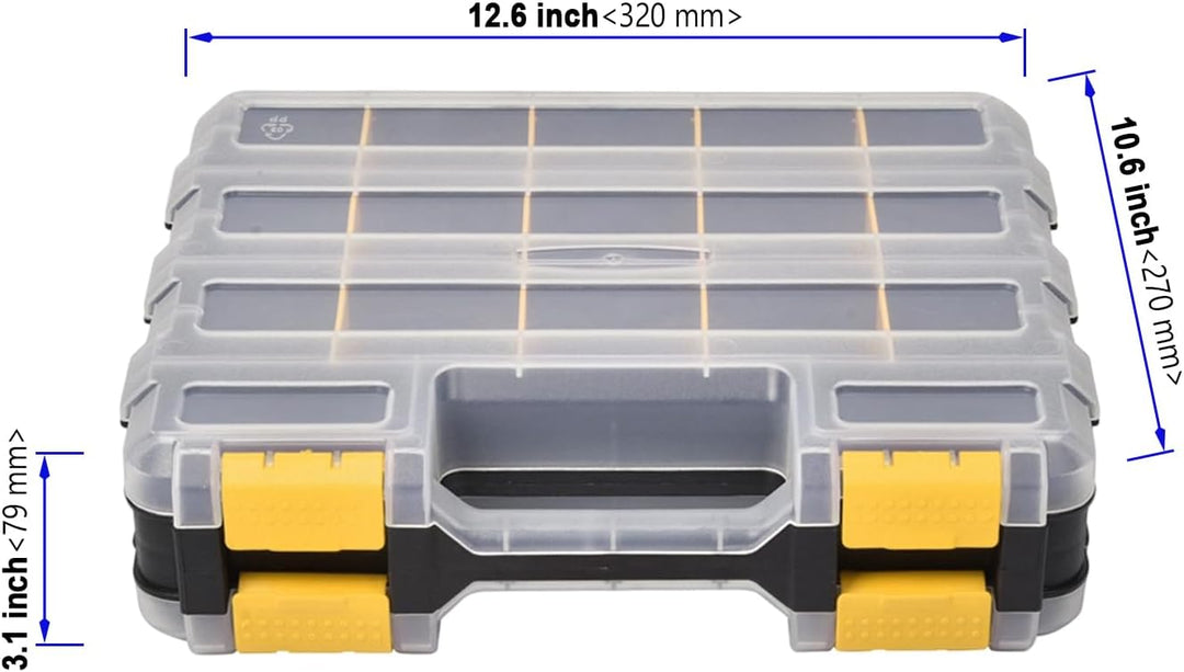 2 x Doppelseitige Hardware-Werkzeugkästen, Schraubensortierbox mit 34 Fächern, Kleinteile-Organizer