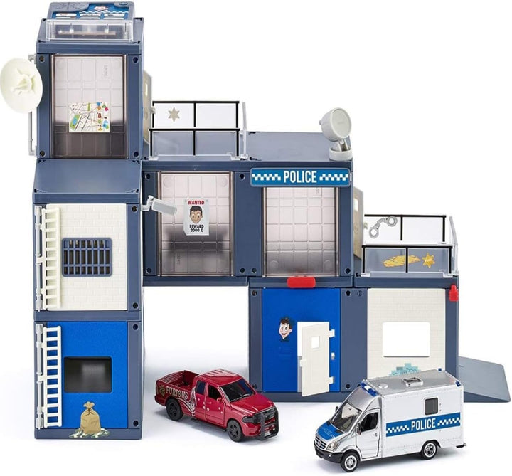 siku 5510, Polizeistation, Kunststoff, Multicolor, Light & Sound, Inkl. 2 Fahrzeugen und Zubehör, Vi