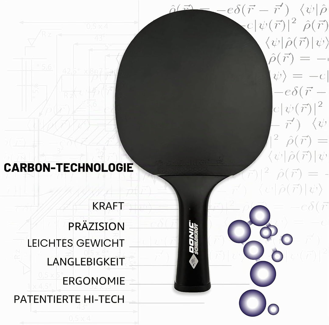 Donic-Schildkröt Carbon Tischtennisschläger CarboTec 900, Schwarz, One-Piece Konstruktion