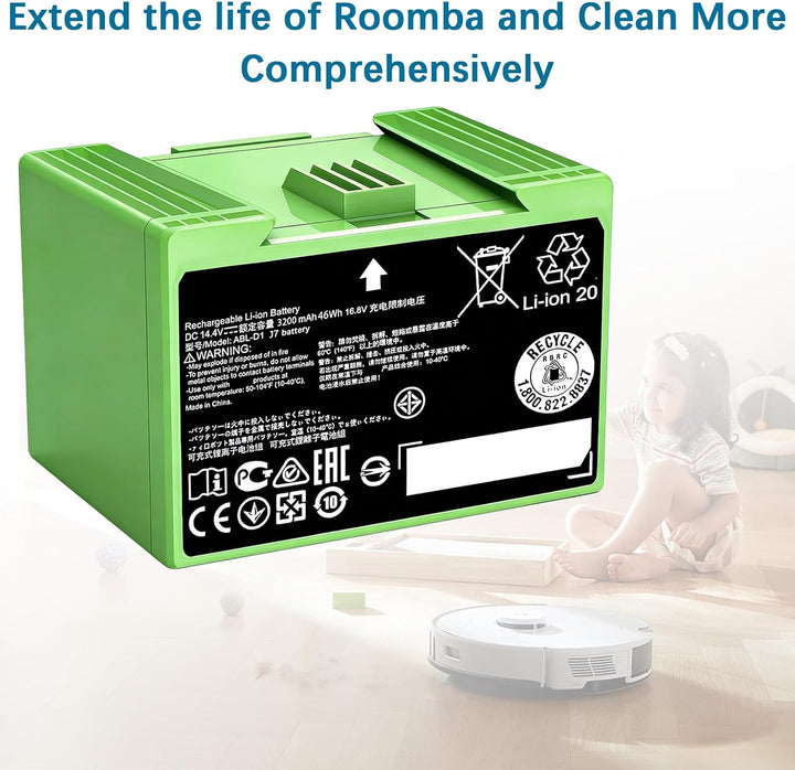 3200mAh Akku für iRobot Roomba i, j und e Serie – Ersatzbatterie ABL-D1, Kompatibel mit i7 i7+ j7 j7