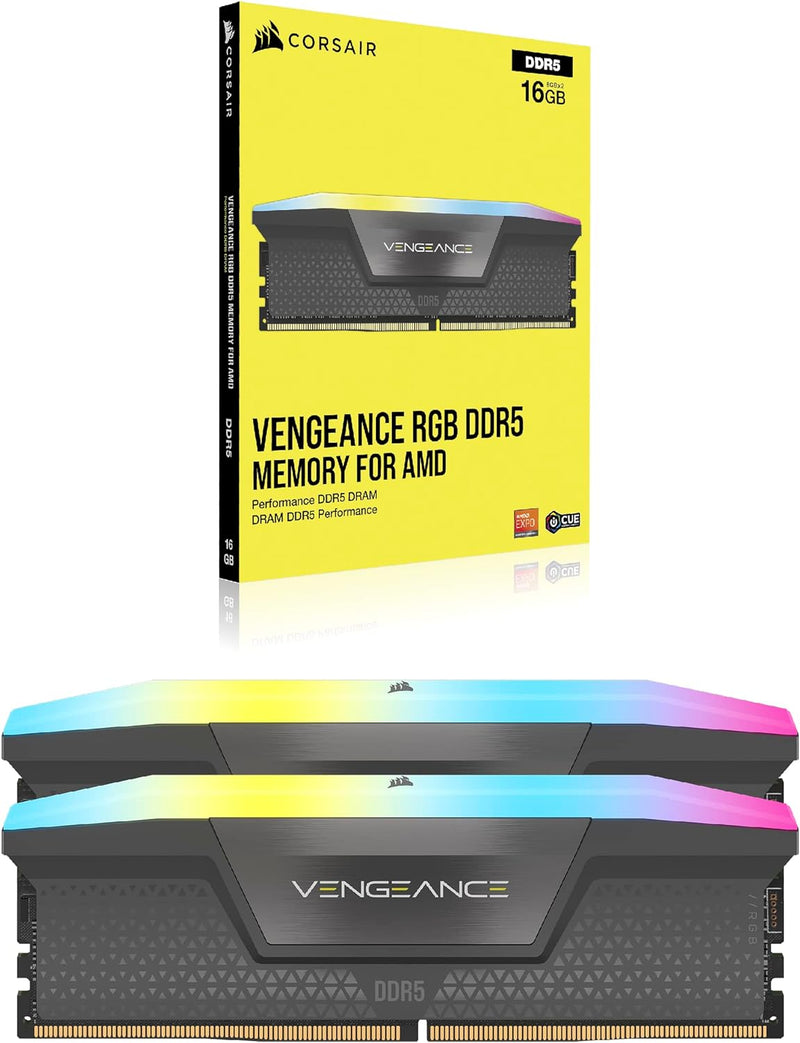 Corsair VENGEANCE RGB DDR5 RAM 64GB (2x32GB) 6000MHz CL40 AMD EXPO iCUE Kompatibel Computer Speicher