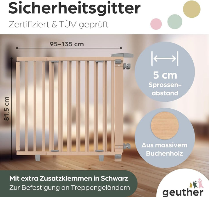 Geuther Treppenschutzgitter Plus - Absperrgitter zur Verhinderung von Stürzen von der Treppe -Verste