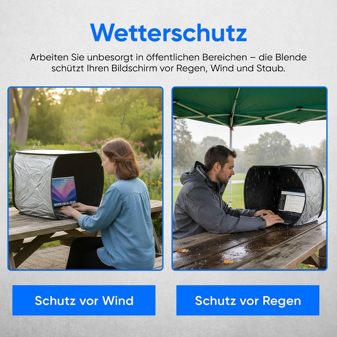 ReFind Sonnenschutz für Laptop - Blendschutz für Arbeit im Freien. Mit Sichtschutz, Hitzeschutz und