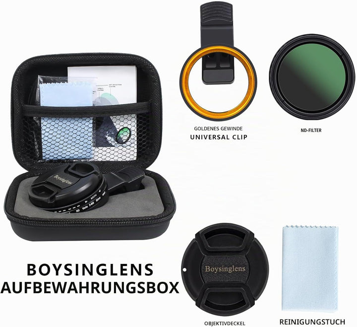 Variabler ND2-ND400-Filter, 52 mm, ultradünn, mehrfach beschichtet, verstellbar, Neutraldichtefilter